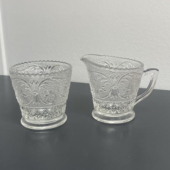 Duncan & Miller Glass Creamer & Open Sugar Tray Set - Picture 5 of 11